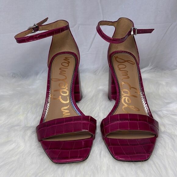 Sam Edelman Classic Daniella Croc Embossed Leather Sandals Sz 9 - Picture 3 of 9